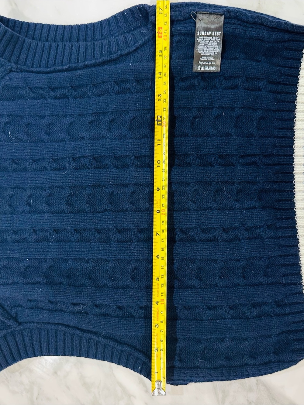 Sunday Best ARITZIA Navy Blue Cable-Knit V-Neck Sweater Vest Merino Wool Size XS - Picture 11 of 11